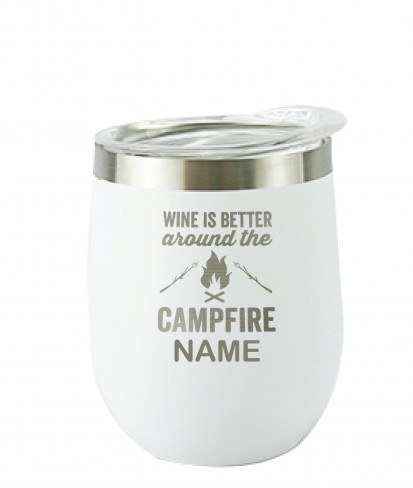 Campfire White Wine Personalised Vacuum Insulated Stainless Steel Tumbler with Lid